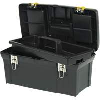2000 Series Tool Box with Tray, 24" W x 11-1/4" D x 11" H, Black/Yellow Trail Hammer and Bolt