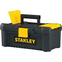 Essential&reg; Tool Box with Tray, 12-1/2" W x 7-3/8" D x 5-1/8" H, Black/Yellow Trail Hammer and Bolt
