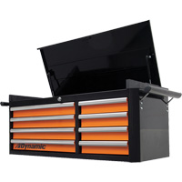 Coffre sup&eacute;rieur, 42" la, 8 tiroirs, Noir/Orange Trail Hammer and Bolt
