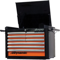 Coffre sup&eacute;rieur, 28" la, 9 tiroirs, Noir/Orange Trail Hammer and Bolt