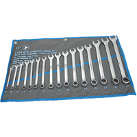 Jeux de cl&eacute;s mixtes combin&eacute;es longues enti&egrave;rement polies, Combinaison, 16 morceaux, M&eacute;trique Trail Hammer and Bolt