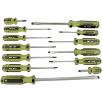 JHMSS-13 Jumbo Handle Mechanic's Screwdriver Set, 13 Pcs., Magnetic Trail Hammer and Bolt