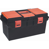 Plastic Tool Box, 22" W x 11" D x 10-1/2" H, Black Trail Hammer and Bolt