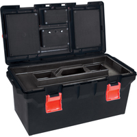 Plastic Tool Box, 22" W x 11" D x 10-1/2" H, Black Trail Hammer and Bolt