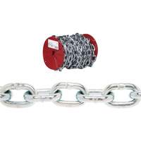 Campbell&reg; Proof Coil Chain, Low Carbon Steel, 3/16" x 100' (30.4 m) L, Grade 30, 800 lbs. (0.4 tons) Load Capacity Trail Hammer and Bolt