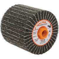 ALLSTEEL Two-In-One Finishing Drums, 4-1/4" Dia. x 4" W, 5/8"-11 Arbor, 80 Grit Trail Hammer and Bolt