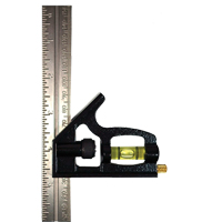 Johnson 406EM - Combination Square, 6" x 1" L, 1/32" Graduations, Steel, Plain Trail Hammer and Bolt