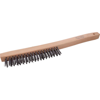 Long Handle Industrial-Duty Scratch Brush, Steel, 3 x 19 Wire Rows, 14" Long Trail Hammer and Bolt