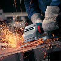 Large Angle Grinder with Rat Tail Handle, 7", 120 V, 15 A, 6500 RPM Trail Hammer and Bolt