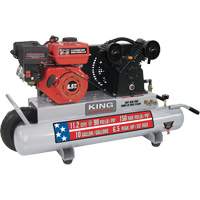 Wheelbarrow Air Compressor, Gas, 10 Gal. (12 US Gal), 150 PSI Trail Hammer and Bolt
