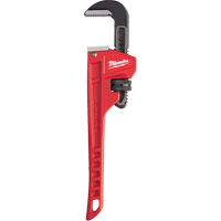 Pipe Wrench, 1-1/2" Jaw Capacity, 10" Long, Powder Coated Finish, Ergonomic Handle Trail Hammer and Bolt