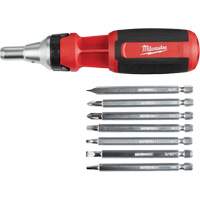 9-in-1 Square Drive Ratcheting Multi-bit Driver, 9-1/10" L, Cushion Grip Handle Trail Hammer and Bolt