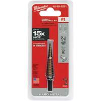 Step Drill Bit, 1/8"/#1 - 1/2"/#1 , 1/32" Increments, High Speed Cobalt Trail Hammer and Bolt