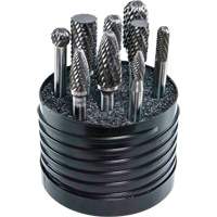 DRILLCO Magnum SET 1 Solid Carbide Double Cut Burr Set, 8 Pieces Trail Hammer and Bolt