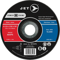 Meule &agrave; tronçonner Power-Xtreme A60PX, 4-1/2" x 1/32", Arbre de 7/8", Type 1, 13 300 Tr/min Trail Hammer and Bolt