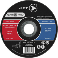 Meule &agrave; tronçonner Power-Xtreme A46PX, 4-1/2" x 1/16", Arbre de 7/8", Type 1, 13 300 Tr/min Trail Hammer and Bolt