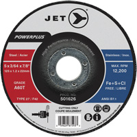 Meule &agrave; tronçonner PowerPlus A60T, 5" x 3/64", Arbre de 7/8", Type 27, 12 200 Tr/min Trail Hammer and Bolt