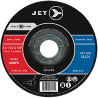 Meule &agrave; tronçonner Power-Xtreme A60PX, 4-1/2" x 3/64", Arbre de 7/8", Type 27, 13 300 Tr/min Trail Hammer and Bolt