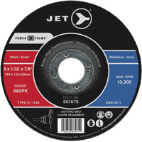 Meule &agrave; tronçonner Power-Xtreme A60PX, 6" x 3/64", Arbre de 7/8", Type 27, 10 200 Tr/min Trail Hammer and Bolt