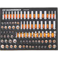 Jeu d'outils m&eacute;triques pour m&eacute;canicien MEGAMOD dans des plateaux en mousse modulaire avec armoire roulante &agrave; outils, 358 morcea Trail Hammer and Bolt