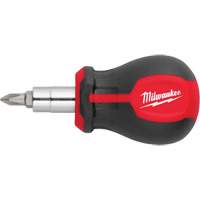 6-in-1 Stubby Multi-Bit Screwdriver, 3" L, Cushion Grip Handle Trail Hammer and Bolt