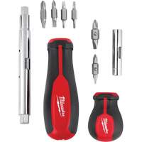 11-in-1 Multi-Bit Screwdriver & 6-in-1 Stubby Multi-Bit Screwdriver Set, 3"/9-4/5" L, Cushion Grip Handle Trail Hammer and Bolt