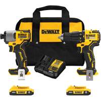 Brushless Compact Cordless 1/2" Hammer Drill & 1/4" Impact Driver Kit, Lithium-Ion, 20 V Trail Hammer and Bolt