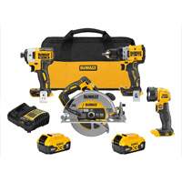 XR&reg; Brushless Cordless 4-Tool Combo Kit, Lithium-Ion, 20 V Trail Hammer and Bolt