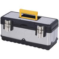Coffre &agrave; outils portatif en acier inoxydable JPSTB-15, 6-1/4" P x 15" la x 7" h, Noir/Argent Trail Hammer and Bolt