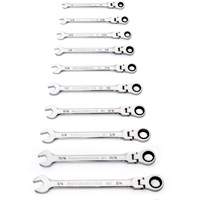 Jeu de cl&eacute;s SAE &agrave; 12 pans et 90 dents, T&ecirc;te articul&eacute;e/Combinaison &agrave; cliquet, 10 morceaux, Imp&eacute;rial Trail Hammer and Bolt