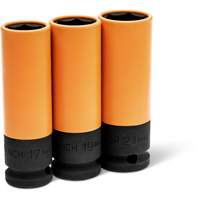 Jeu de douilles m&eacute;triques haute r&eacute;sistance pour protecteurs de roues, 3 Mcx, Chocs, Prise de 1/2", Profond Trail Hammer and Bolt