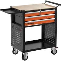 Chariot utilitaire, 4 tiroirs, Noir/Orange Trail Hammer and Bolt