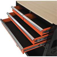 Chariot utilitaire, 4 tiroirs, Noir/Orange Trail Hammer and Bolt