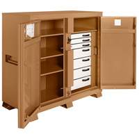 Model 112 Jobsite Cabinet with Padlock, Steel, 54.9 Cubic Feet, Tan Trail Hammer and Bolt