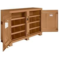 Model 129 Bin Storage Cabinet with Padlock, Steel, 48 Cubic Feet, Tan Trail Hammer and Bolt