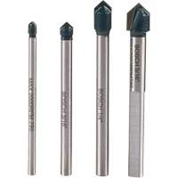 Glass & Tile Drill Bit Set, 4 Pieces, Carbide Trail Hammer and Bolt