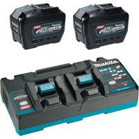 XGT Dual Port Rapid Charger Starter Kit with (2) 8 Ah Batteries, 40 V, Lithium-Ion Trail Hammer and Bolt