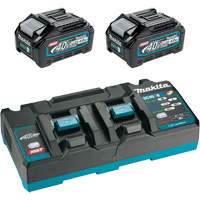 XGT Dual Port Rapid Charger Starter Kit with (2) 4 Ah Batteries, 40 V, Lithium-Ion Trail Hammer and Bolt
