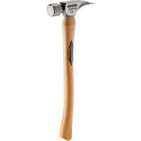 Titanium Smooth Face Hammer with Curved Hickory Handle, 14 oz., Wood Handle, 18" L Trail Hammer and Bolt