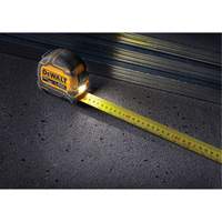 TOUGHSERIES Lighted Tape Measure, 26'/8 m, Imperial & Metric Graduations Trail Hammer and Bolt