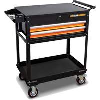 Utility Cart, 2 Drawers, 32-1/2" W x 42" H, Black/Orange Trail Hammer and Bolt