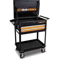 Utility Cart, 2 Drawers, 32-1/2" W x 42" H, Black/Orange Trail Hammer and Bolt