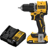 ATOMIC COMPACT SERIES Brushless Cordless Drill/Driver Kit, Lithium-Ion, 20 V, 1/2" Chuck Trail Hammer and Bolt