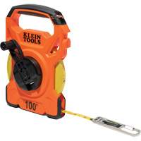 Open Reel Tape Measure with Single Hook & Carabiner, 1/2" x 100', 1/10" Graduations Trail Hammer and Bolt