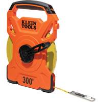 Open Reel Tape Measure with Single Hook and Carabiner, 1/2" x 300', 1/10" Graduations Trail Hammer and Bolt