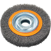 Wire Wheel Brush, 7" Dia., 0.118" Fill, 1-1/4" Arbor Trail Hammer and Bolt