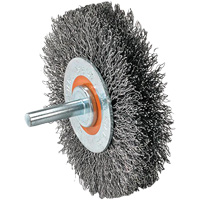 Mounted Wire Brush, 1-3/8" Dia., 0.008" Fill, 1-1/4" Arbor Trail Hammer and Bolt