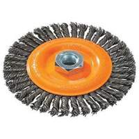 Stringer Bead Knotted Wire Brush, 4" Dia., 0.02" Fill, 5/8"-11 Arbor, Steel Trail Hammer and Bolt