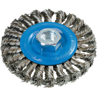 Wide Knotted Wire Wheel Brush, 5/8"-11 Arbor, Steel Trail Hammer and Bolt