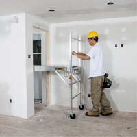 Mobile Work Scaffolding - Maxi Square Scaffolding, Aluminum Frame, 74" D x 75" H Trail Hammer and Bolt